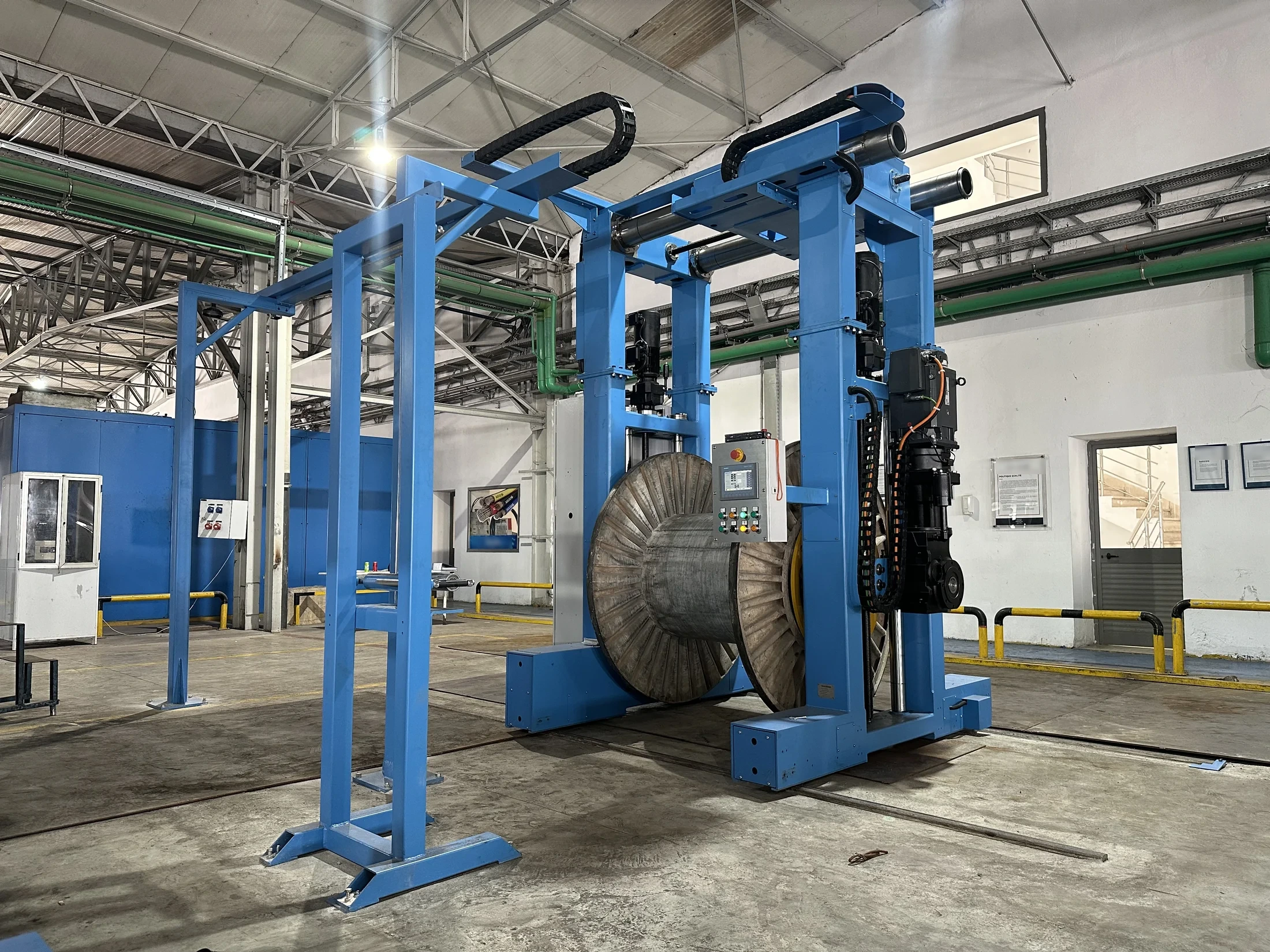 Large-spool take-up installed as part of the power-cable line retrofit